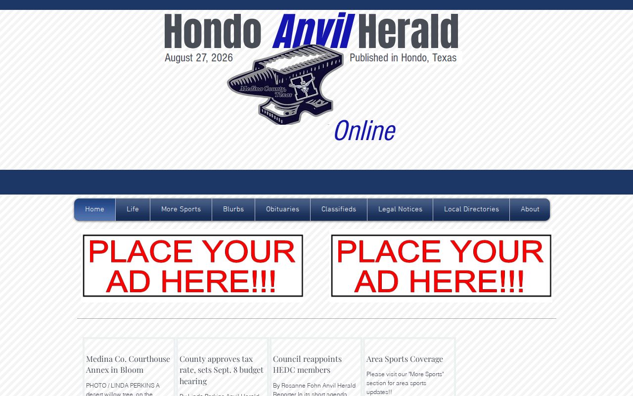 Medina County crime news, Hondo Anvil Herald current local newspaper source