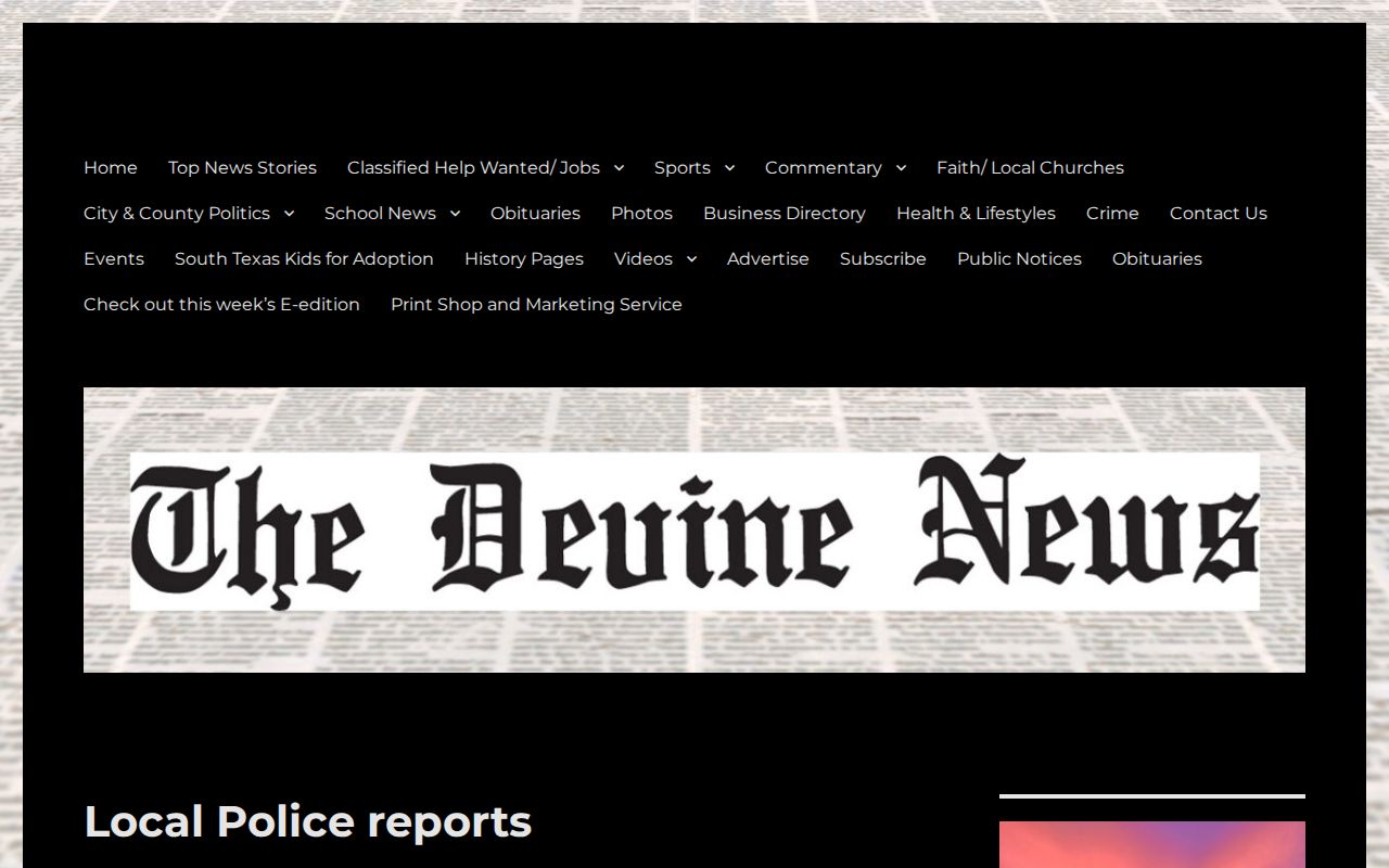 Medina County crime news, Devine News Local Police Reports text report source